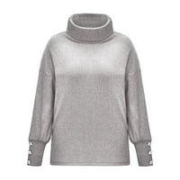 Outfmvch džemperi za žene Turtleneck pulover dugme dugih rukava labav pleteni džemper ženske vrhove