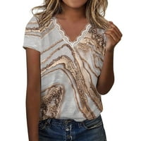 Ljetna bluza Ženska čipka kratkih rukava s kratkim rukavima V-izrez čipke patchwork majica kratkih rukava