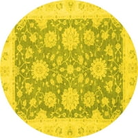 Ahgly Stroj firme prati unutarnje okrugle orijentalne žute tradicionalne prostirke, 5 'krug