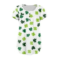 TUNIČKI TUNIČKI TUNIĆ za žene za žene St. Patrickov dan za odmor majice Slatka zelena djetelina Grafički gumb Henley majice Labavi bluza s nacrte