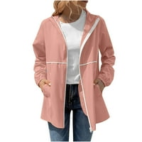 Kaputi sa kapuljačom - puni zip čvrsti dugi rukav kornjač slim comfy dukseri Outerwear Overcoat Pink