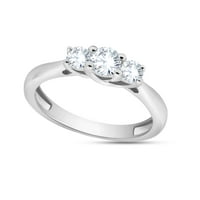 TRI KAMENI KRUG DIAMOND HRANE Vjenčani prstenovi za žene - 0. Carat Okrugli rez Kamen od kamena dijamantski