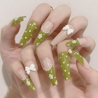 Kavelle Home Inc Slatka cvijeća Press na noktima Dugi lažni nokti sjajni luk dizajnirani su cijeli poklopac