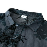 Luxplum Muške ljetne košulje rever izrez bluza kratki rukav vrhovi vintage tie za odmor majica siva