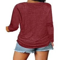 Hirigin ženske modne majice na divljim majicama Solid boja V-izrez dugih rukava sa zatvaračem s dugim