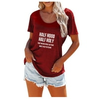 Hanas vrhovi ženske majice za tiskanje okruglih vrata kratkih rukava crveni XL