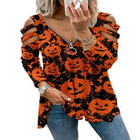 Avamo žene Halloween Pulover dugih rukava Top košulja Dame patike sa casual labavom tiskanjem bluza