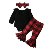 SNGXGN Baby Girl Outfit Set Winter Outfit Set Toddler Dugih rukava Djevojke odjeće, crna, veličine 70