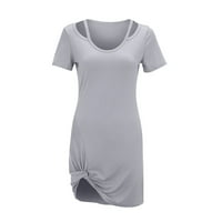 Miayilima Mini haljine za žene V-izrez kratki rukav Bodycon haljina Slim Ruched Stretchy Party Club