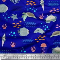 Soimoi Zelena pamučna kambrična tkaninska tkanina rakova i kornjača Okeana Ispis tkanina od dvorišta