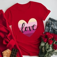 IOPQO grafički tinejdžeri za žene Ženske valentinovo srčane ljubavi tisak tee kratki rukav vrhovi bluza