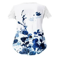 Yolossia Womens Ljeto čipka s kratkim rukavima V izrez cvjetna bluza za bluzu majice