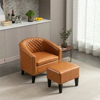Akcentna stolica s otomanom, moderna tapacirana stolica sa zakrivljenim tkaninom i noktima, jednosoban