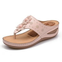 Rewenti Ljetne sandale za žene Čvrsti boju Pinch Toe udobne sandale Nagib na petu na plaži Ležerne cipele