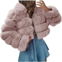 Zimski kaputi za žene, žene plus veličina dugih rukava plišana krzneni zimski topli kaput Fau fo fur