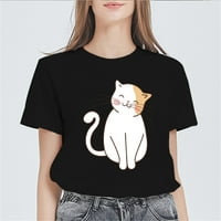 Mačka slatka grafika majica za žene modne casual kratkih rukava s kratkim rukavima odijelo za djevojke