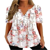 Košulja Colisha za žene majica kratkih rukava V izrez Ljetni vrhovi labavi plaža cvjetna ispis tunika