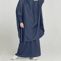 LisingTool ženska casual solid robe abaya arapska kaftan ogrtač dvodijelni ogrtač siva