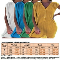 Fonwoon Ženske haljine sa solidnim bojama Loase Fit V-izrez Mini haljina Ležerne prilike bez rukava