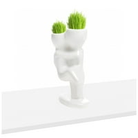 YoHome mini bonsai glava travnata kosa bijela keramička biljka, bašta za travu