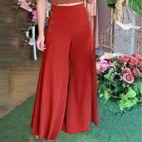 Ženske hlače Ljeto Visoko stručni pantalone sa visokim strukima Pleted prednja čvrsta boja Flowy odijelo