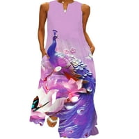 Hait ženske maxi haljine V izrez dugi haljini džep ljetni plažni klub za upoznavanje cvjetnog tiska