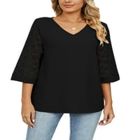 Avamo ženske majice V izrez tunika bluza od pune boje šifon vrhovi radne majice crna 2xl