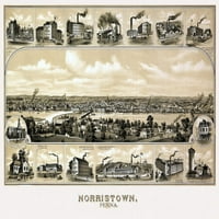 Stara karta Norristown Pennsylvania Montgomery County Poster Print