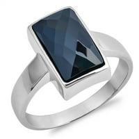 Black Cubic cirkonijski okvir SOLITAIRE prsten. Sterling Silver Band nakit ženske veličine 5