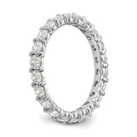 14K bijeli zlatni prsten za prsten vječni dijamant okrugli polirani zajednički prong 2ct veličine 8