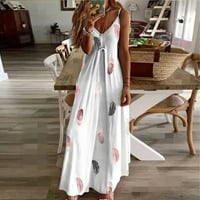 Lopecy-Sta Fashion Women Ljeto Casaul Print Camis bez rukava V-izrez V-izrez V-izrez Rukt Summer Haljina
