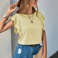 Bluza Ženska ljetna šuplja od rufffle kratka rukava Casual Cap rukava majica topsyellow XL