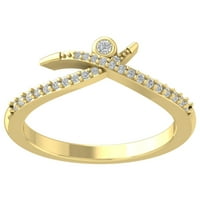 Araiya 14K žuti zlatni dijamantni bajpasti prsten, veličina 5.5