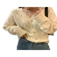 Ženski pleteni džemper s dugim rukavima duks zimski topli kaput ženski jakni vrhovi