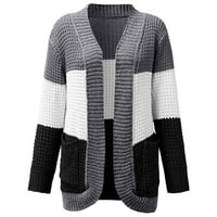 Otvoreni prednji džemperi za žene Labavi preveliki dugi kardigani džemper u boji blok patchwork gornje