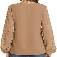 Žene vrhovi V-izrez dugih rukava šifon majica Soild Loove FIT casual bluza