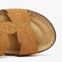 Zpanxa papuče za žene Ljetne dame moda otvorena cvijeta vezene sandale flip flops za žene smeđe 37