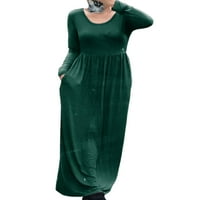 Rejlun dame maxi haljine kraljevske haljine Crew Crv Swing Sexy Holiday Blackshish Green XL