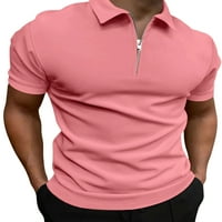 Muški majica kratkih rukava Crewneck Zipper Slim Fit Pamuk Golf Klasične košulje, S-3XL