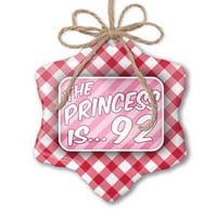 Božićna ornamentarna princeza je 92, rođendan u ružičastoj crvenoj plastici neonblond