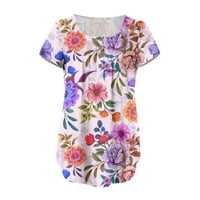 Žene ljetne vrhove bluza casual kratkih rukava cvjetne žene košulje Henley Light ljubičasta m