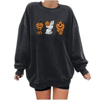 Cleance Halloween džemperi za žene Crewneck trendy casual vintage bundeve grafički duksevi sa labavim