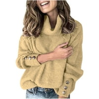 Kornjač kornjača za žene, žene za žene, prevelizirane kornjače, pulover dugih rukava zimski špacijski labavi pleteni džemperi Deco s metalnim tipkama