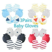 Yebay 3pairs set prozračne podesive rođene bebe pamučne rukavice protiv ogrebotine-tamnocrvene boje