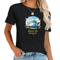 Chase Horizon Cruising Lover Modni grafički kratki majica za žene, kratki rukav Stretchy ljetni vrh