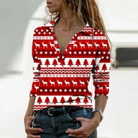 Sawvnm Žene Vrhovi Ženski modni casual dugi rukav V izrez cvjetni pulover TOP bluza Ušteda do 30% popusta