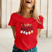 Womwn-ove majice kratki rukav Womwn's Holiday grafičar TEE Comfy bluza Crvena s