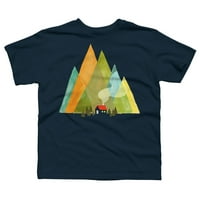 Mountain Cabin Boys Mornarički plavi grafički tee - Dizajn ljudi XL