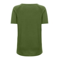 Ljetna štedna klirenska majica MIARHB Ženska V-izrez Solid Color Print Green XXL