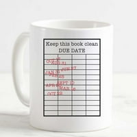 Šolja za kafu zadržajte ovu knjigu čistog biblioteke roka za rok odjavite kliznicu Bijela čaša smiješne